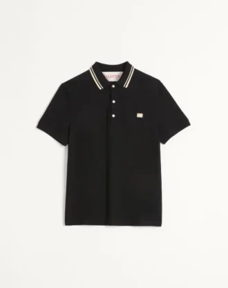Baumwoll-Piqué-Poloshirt mit Vlogo-Patch
