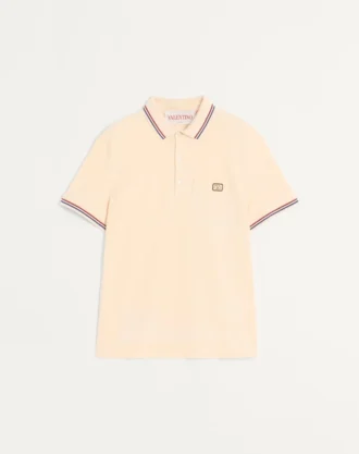 Baumwoll-Piqué-Poloshirt mit Vlogo-Patch