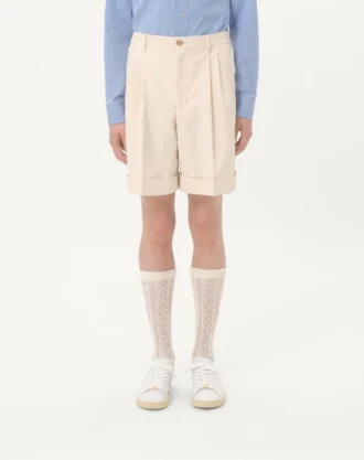 Bermudashorts aus Baumwoll-Canvas mit Umschlag