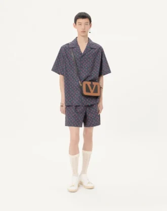 Bermudashorts aus Baumwollpopeline mit Cherryfic-Print