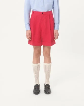 Bermudashorts aus Leinen mit Umschlag