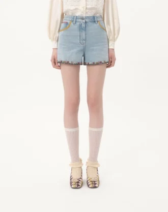 Bestickte Jeansshorts