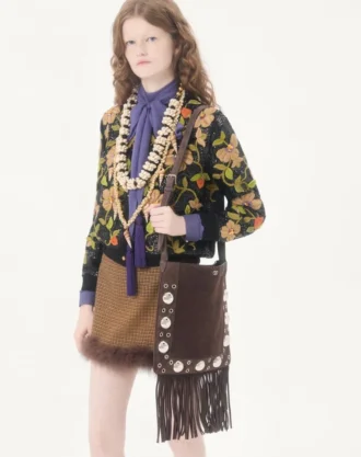 Bestickte Wollstrickjacke