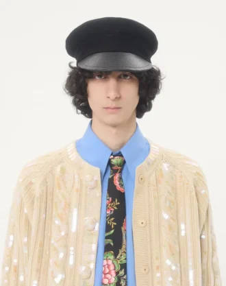 Bestickte Wollstrickjacke