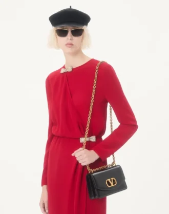 Besticktes Cady Couture Midi-Kleid