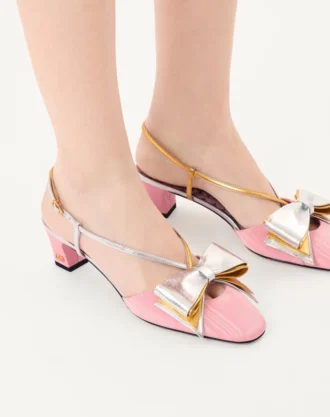 Bowow Slingback-Pumps aus Moiré-Stoff 45 mm