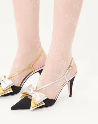 Bowow Slingback-Pumps aus Moiré-Stoff 85 mm