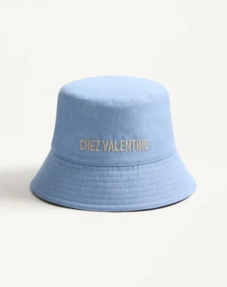 Chez Valentino Denim-Bucket-Hat mit Stickerei