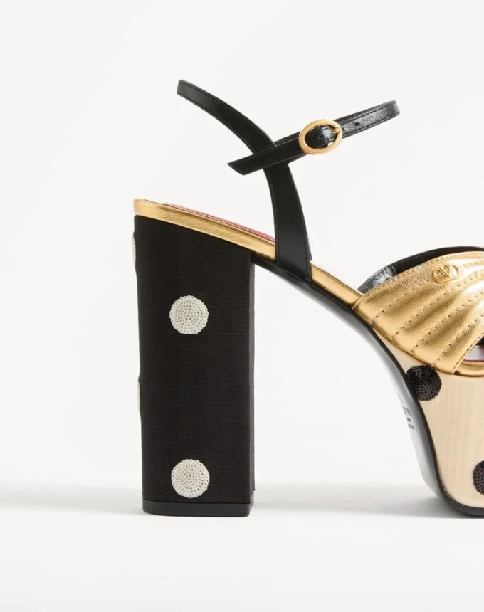 Crasher Plateausandale mit Plus de Pois-Stickerei 125 mm