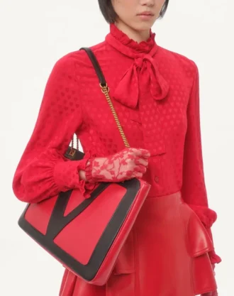 Crepe De Chine-Hemd mit Cour De Coeur-Print