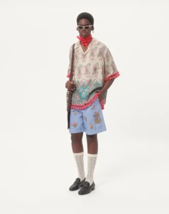 Denim-Bermudashorts mit Stickerei