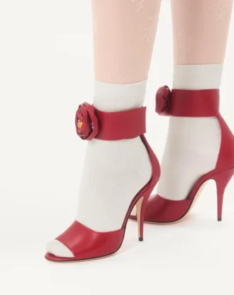 Drip Rose Sandaletten aus Zickleinleder mit Kristallen 105 mm