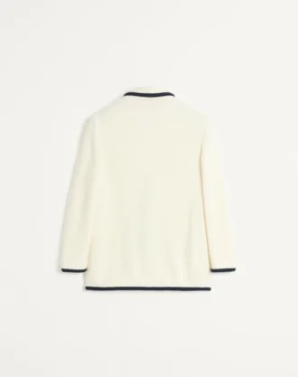 Einreihige Jacke aus Wolle und Baumwolle mit Torchon-Paspelierung