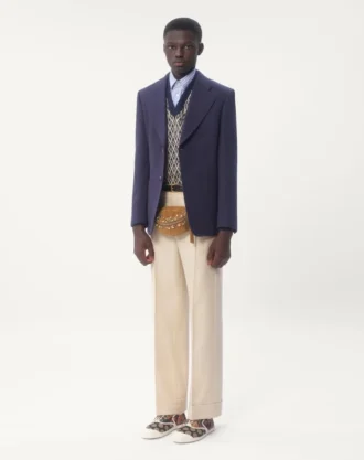 Einreihige Jacke aus Wollgabardine