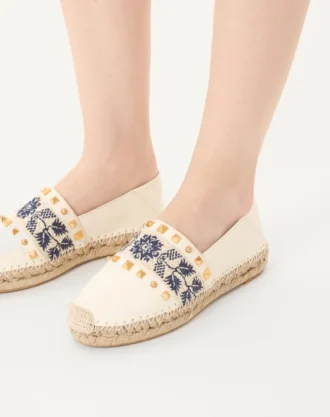 Espadrilles aus Nappaleder mit Traubenstickerei 20 mm