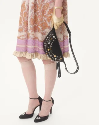 Georgette-Lurex-Kleid mit Voyage Imaginaire-Print