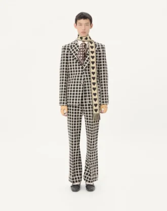 Hose aus Wollmischung mit Karomuster und Umschlag