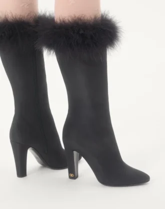 Hotty Shantung-Stoffstiefel mit Federn 100 mm