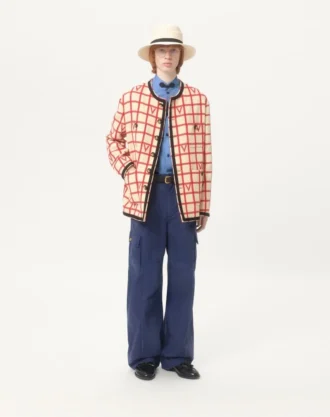 Jacke aus Wollmischung mit V-Karomuster