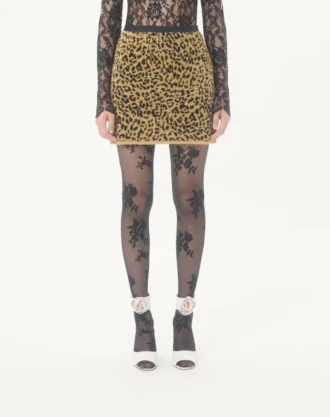 Jacquard-Strickrock mit Animal-Print und Lurex