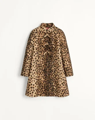 Jaguar Spots Printed Wool Cloth Coat
