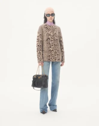 Kaschmir-Strickjacke mit Animal-Print