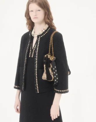 Kurzes Kleid aus besticktem Canestrello-Tweed