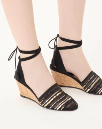 La Cruisette Mesh-Keilabsatz mit Stickerei 75 mm