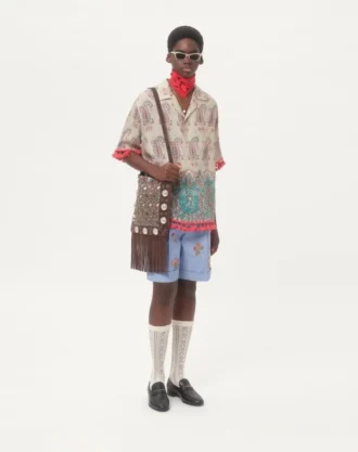 Leichtes Bowlinghemd aus Leinen mit Voyage Imaginaire-Print