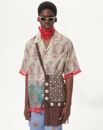 Leichtes Bowlinghemd aus Leinen mit Voyage Imaginaire-Print