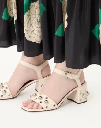 Nellcôte Sandale aus genarbtem Kalbsleder 60 mm