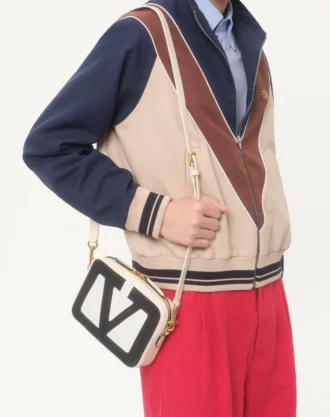 Nylon-Sweatshirt mit Reißverschluss und Vlogo-Patch