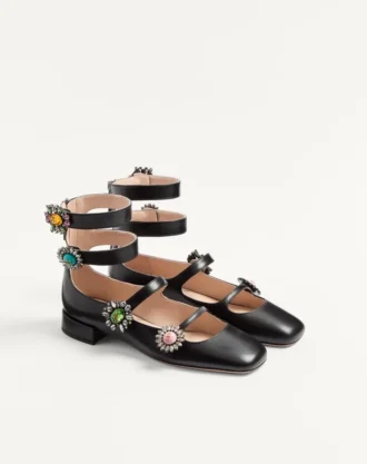 Preshoes Ballerinas mit Riemchen aus Ziegenleder mit Schmuckknöpfen 20 mm