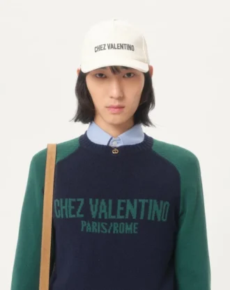 Pullover aus Wolle und Baumwolle mit Chez Valentino Jacquard-Muster