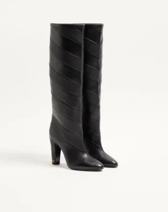 Rayons Nappa-Stiefel mit Chevron-Muster 100 mm