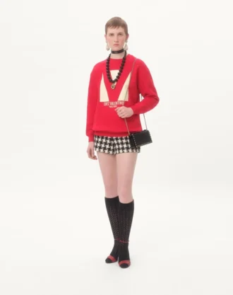 Rockstud Geldbörse mit Kette aus genarbtem Kalbsleder