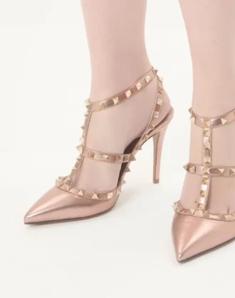 Rockstud Pumps aus laminiertem Nappaleder 100 mm