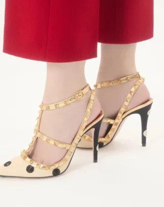 Rockstud Pumps mit Plus de Pois-Stickerei 100 mm