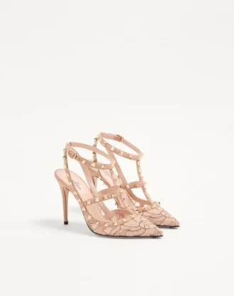 Rockstud-Pumps mit Riemchen und 100-mm-Absatz