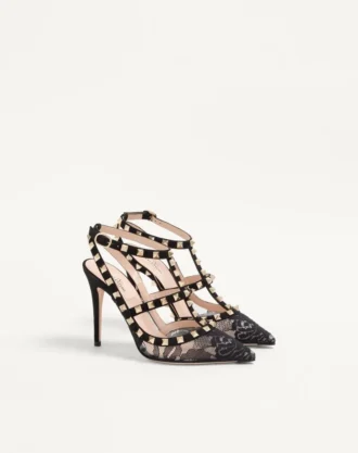 Rockstud-Pumps mit Riemchen und 100-mm-Absatz