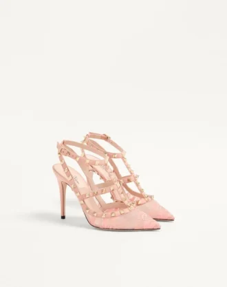 Rockstud-Pumps mit Riemchen und 100-mm-Absatz