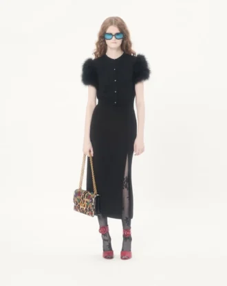 Strickjacke aus Wolle mit Federn