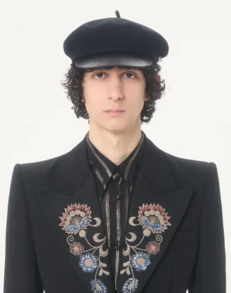 Valentino bestickte Jacke mit Gürtel aus Grain De Poudre-Wolle