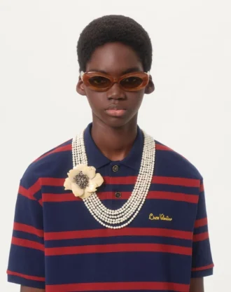 Valentino Garavani Fleur Lumineuse Halskette aus Metall, Emaille, Perlen und Stoff