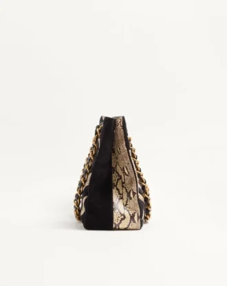 Valentino Garavani Laseine Shopping Bag aus Pythonleder und Wildleder mit Chevron-Muster