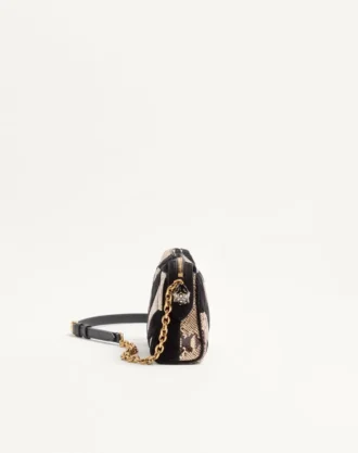 Valentino Garavani Panthea Kleine Umhängetasche aus Pythonleder und Wildleder mit Chevron-Muster