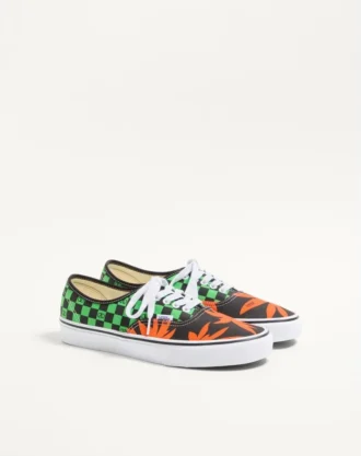 Valentino Garavani und Vans Low-Top-Stoff-Sneaker mit VLogo-Schachbrettmuster und tropischem Blattmuster