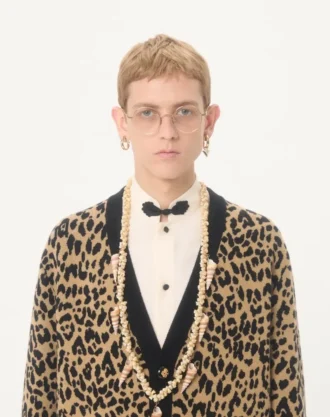 Valentino Wollcardigan mit Fauve Eclat Animal Print Jacquard