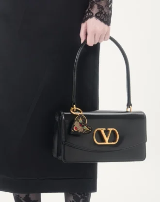 VG Coeur De Chat Taschenanhänger mit Schlüsselanhänger aus Nappaleder, Perlen und Kristallen