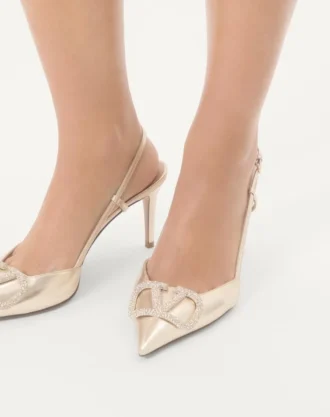 Vlogo Glow Laminierte Nappa-Slingback-Pumps 80 mm / 3,15 Zoll